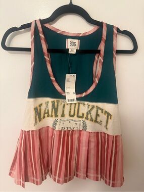 BDG Teal, White & Pink Nantucket Tank